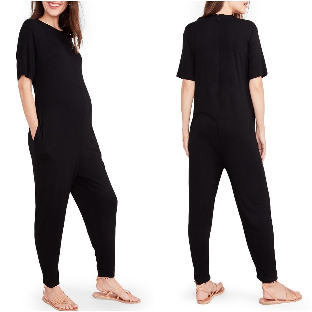 HATCH The Walkabout Jumper maternity jumpsuit black size 2 M 6 - 8 short sleeve
